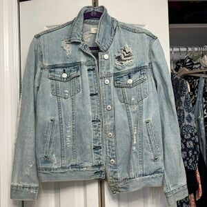 Distressed oversized denim jacket